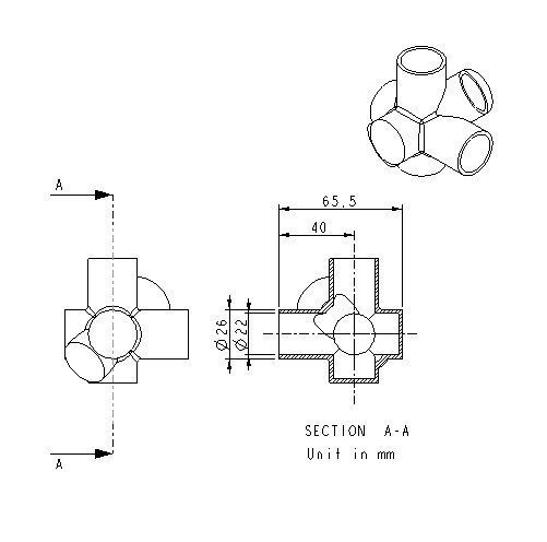 PVC Pipe Connector ID22 3D print model_1