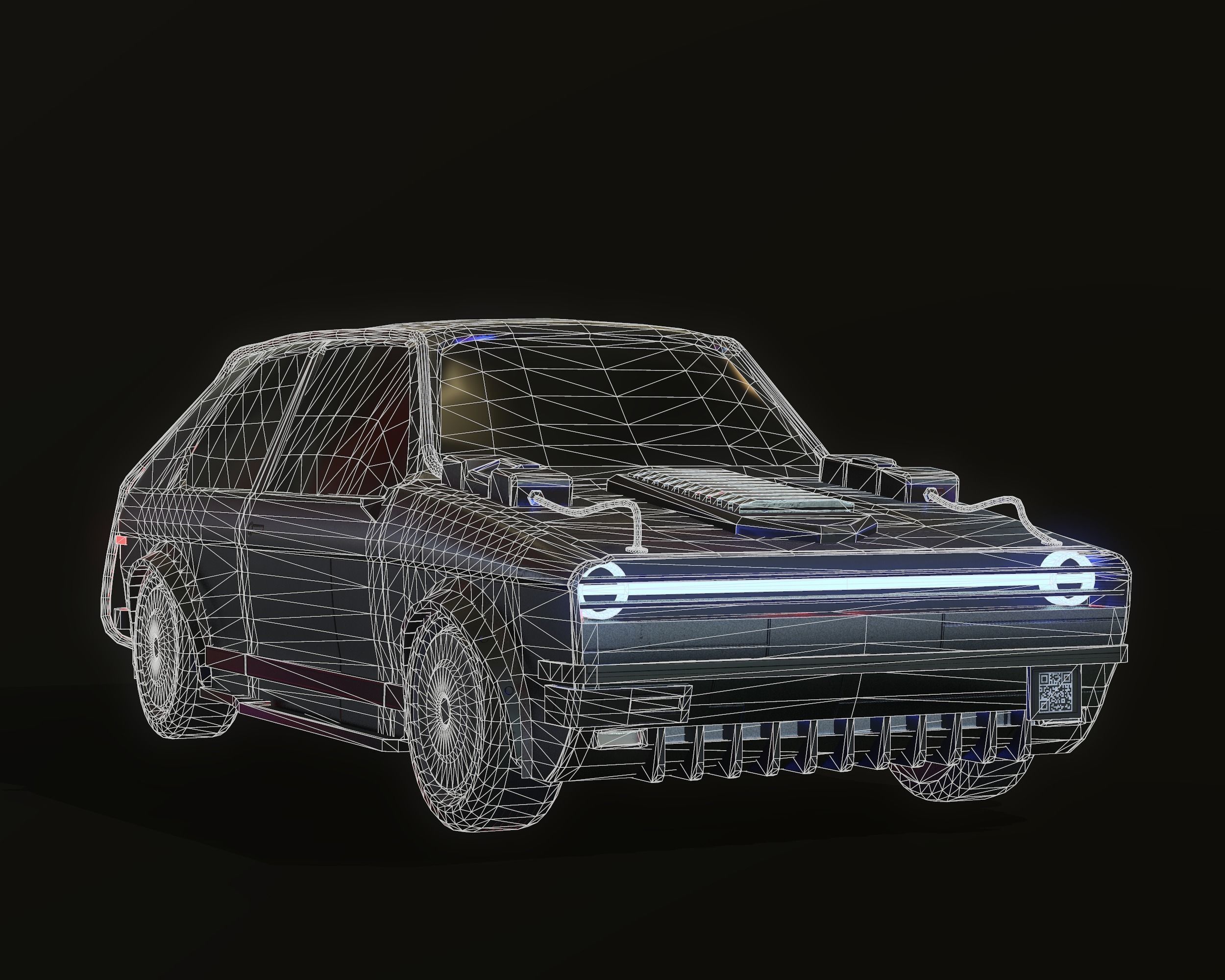 Cyberpunk car - Golfera 77 Low-poly 3D model_7