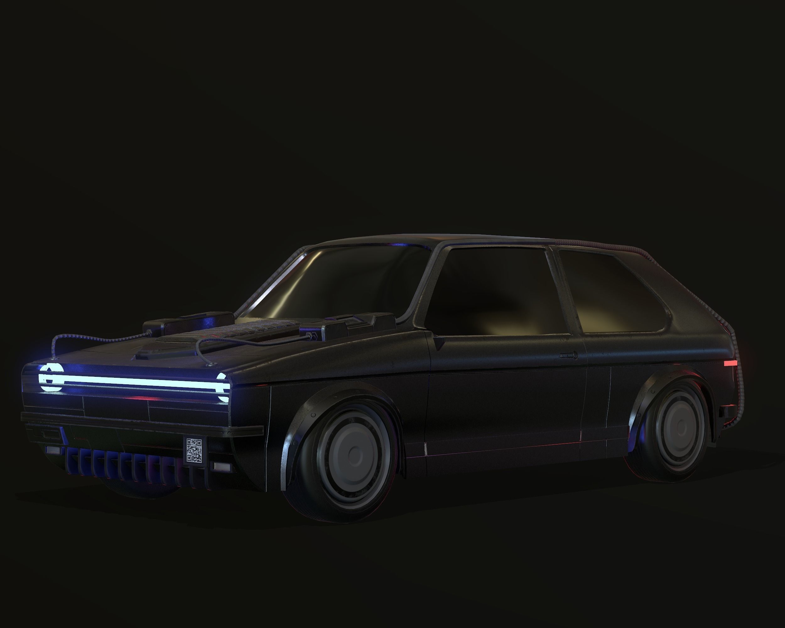 Cyberpunk car - Golfera 77 Low-poly 3D model_3