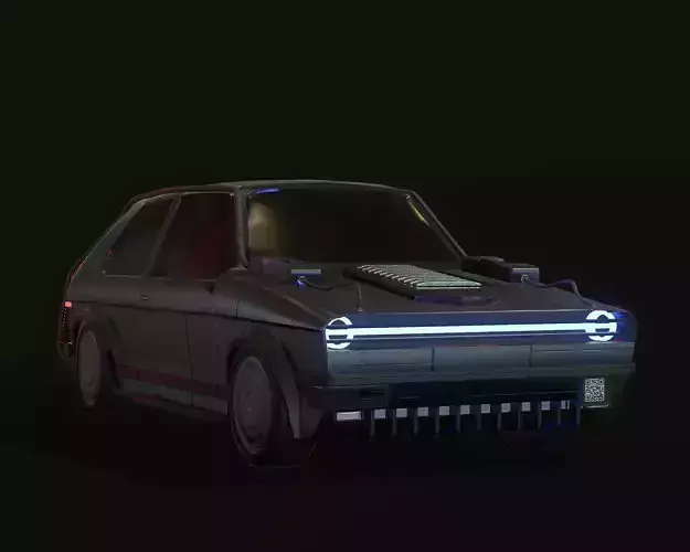 Cyberpunk car - Golfera 77 Low-poly 3D model