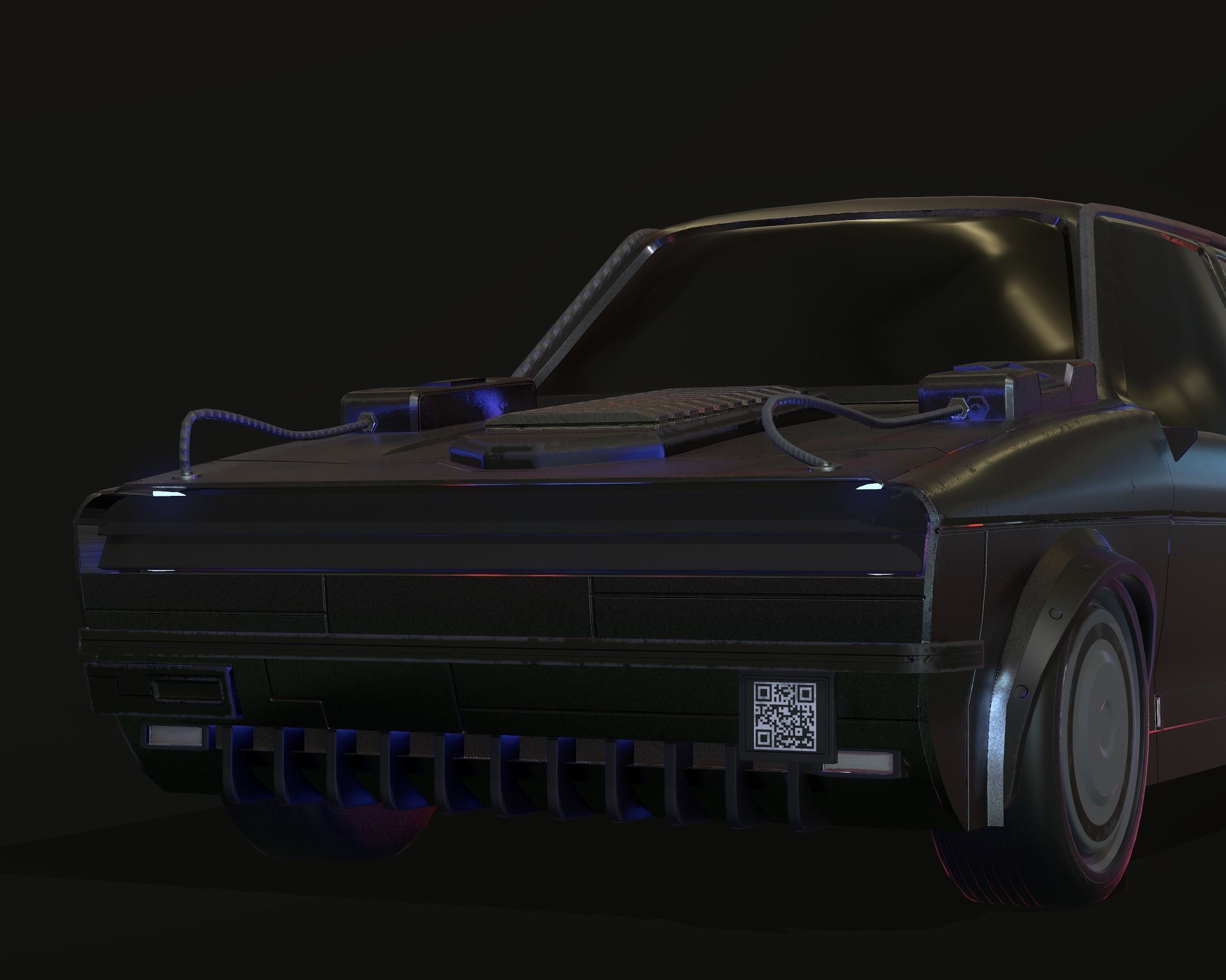 Cyberpunk car - Golfera 77 Low-poly 3D model_6