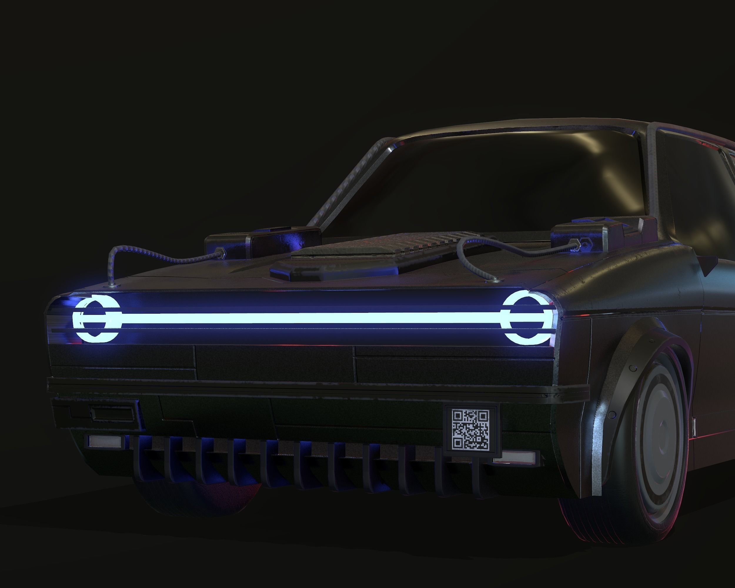 Cyberpunk car - Golfera 77 Low-poly 3D model_5