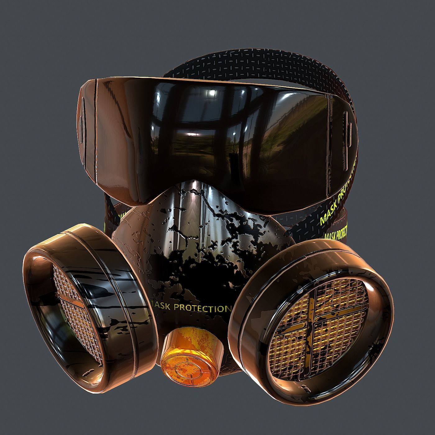 Gas mask helmet 3d model scifi Low-poly Low-poly 3D model Low-poly 3D model_3