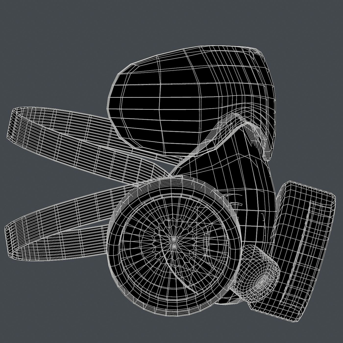 Gas mask helmet 3d model scifi Low-poly Low-poly 3D model Low-poly 3D model_9