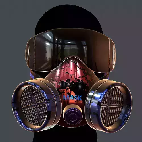 Gas mask helmet 3d model scifi Low-poly 