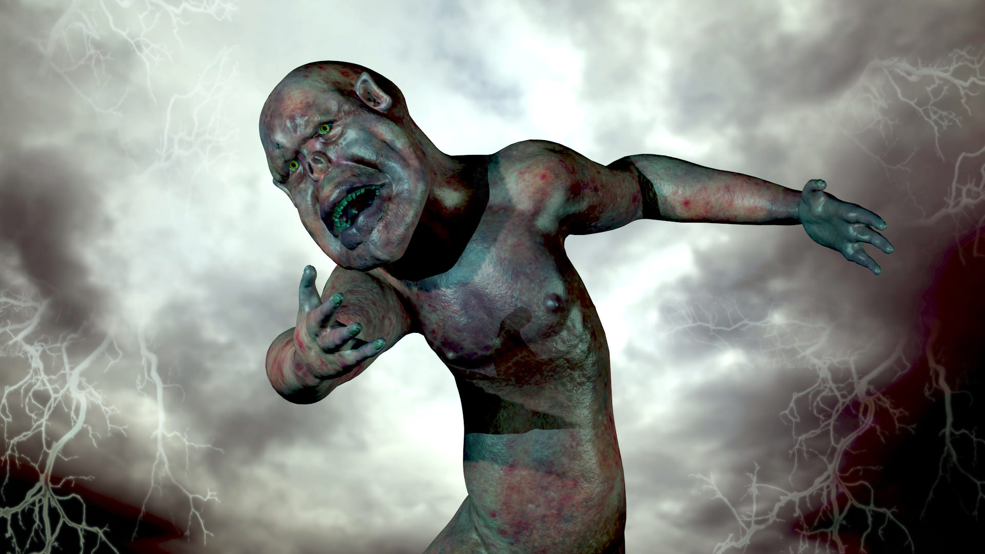 Zombie human body 3D model_3