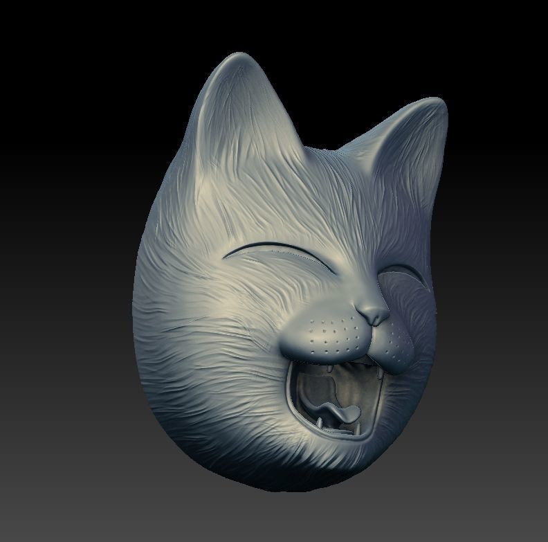 HAPPY CAT Mask 3D print model_4