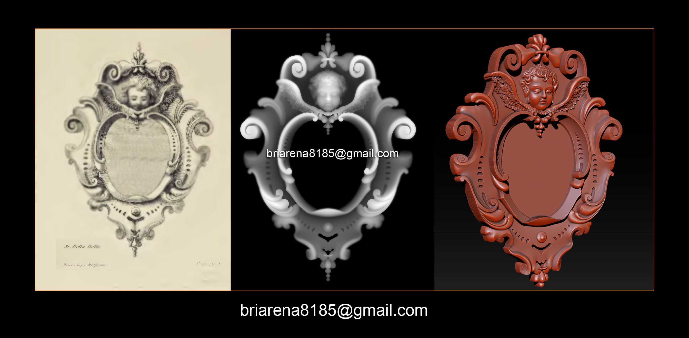 3D Frame - Wood Carving STL Model for CNC Router 3D print model_1