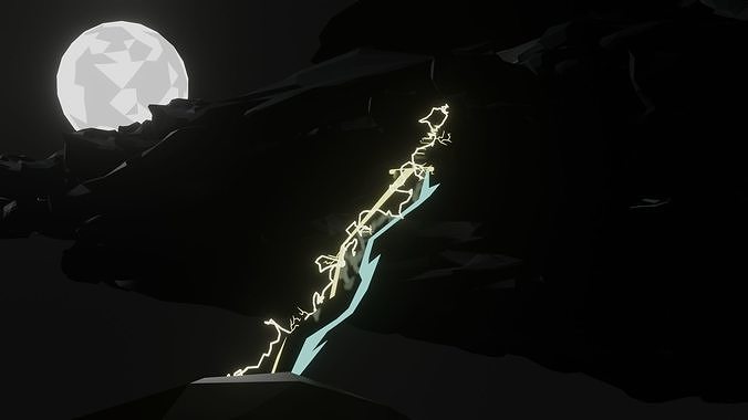 Sword Electric Espada electrica Night clouds and moon Low-poly 3D model