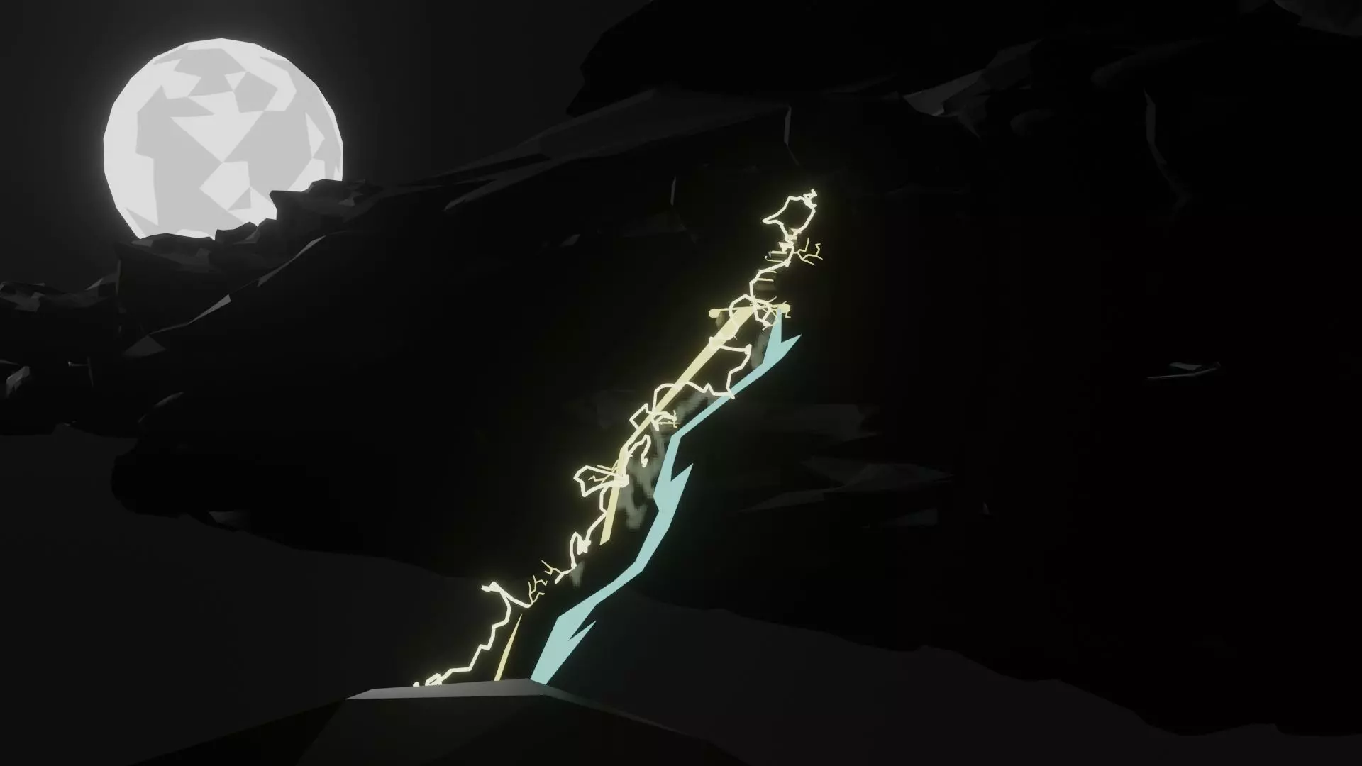 Sword Electric Espada electrica Night clouds and moon Low-poly 3D model_0