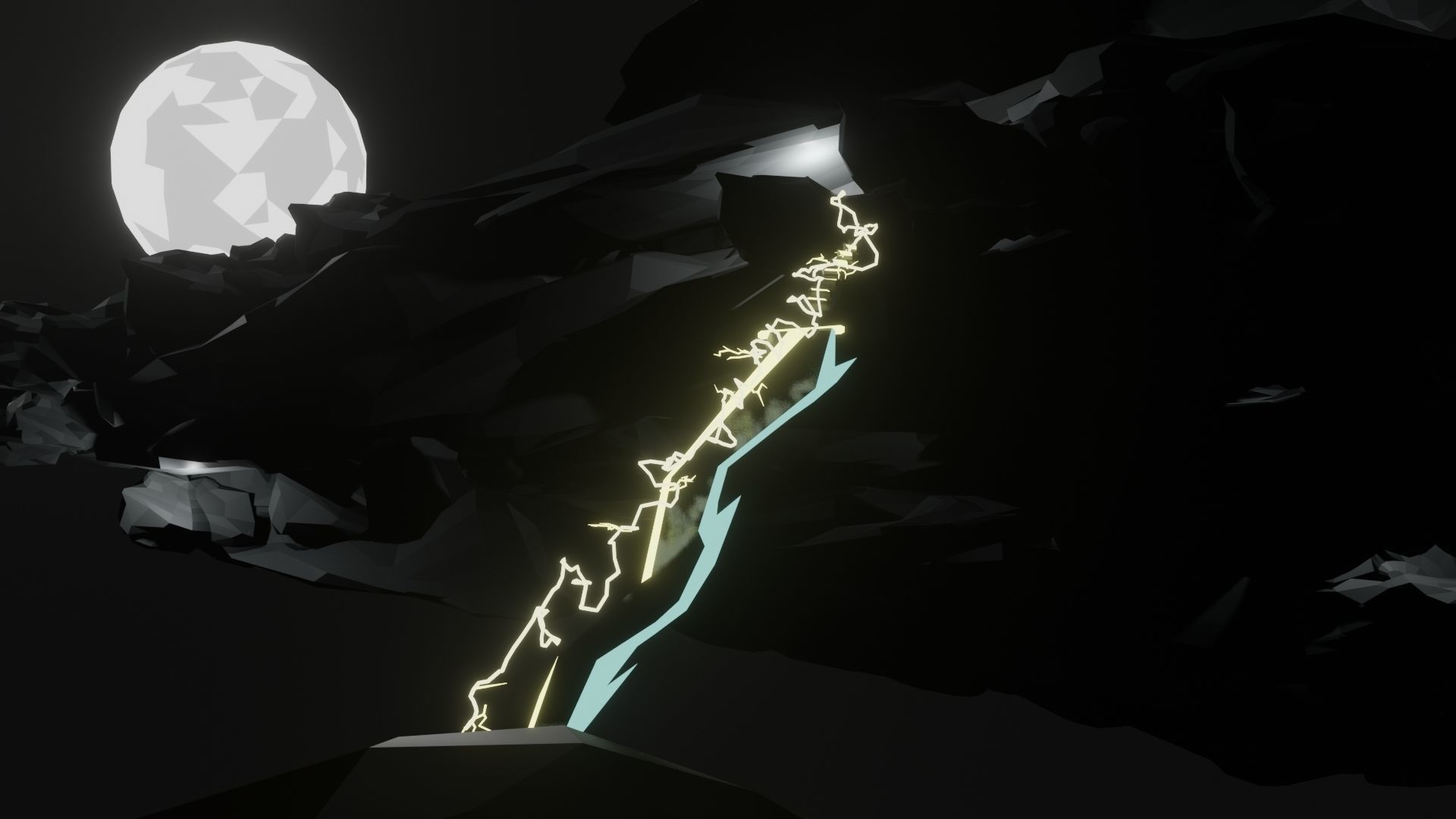 Sword Electric Espada electrica Night clouds and moon Low-poly 3D model_8