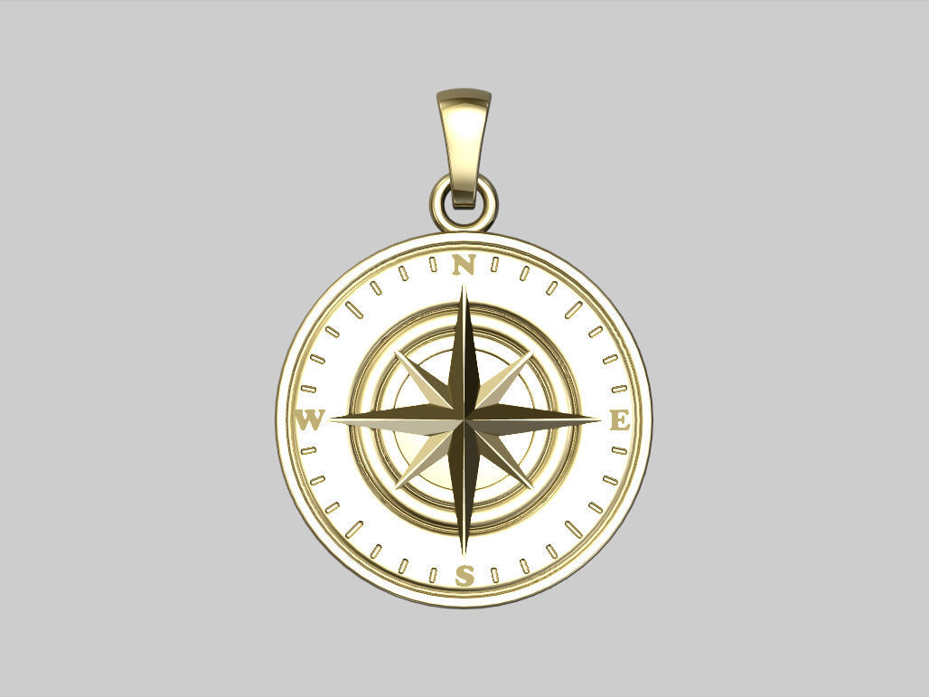 Compass pendant 3D print model_5