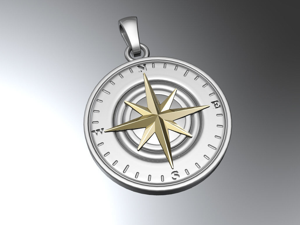 Compass pendant 3D print model_2