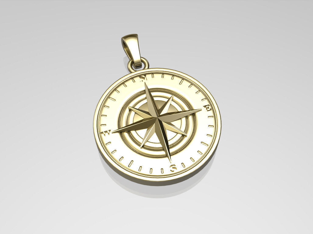 Compass pendant 3D print model_4