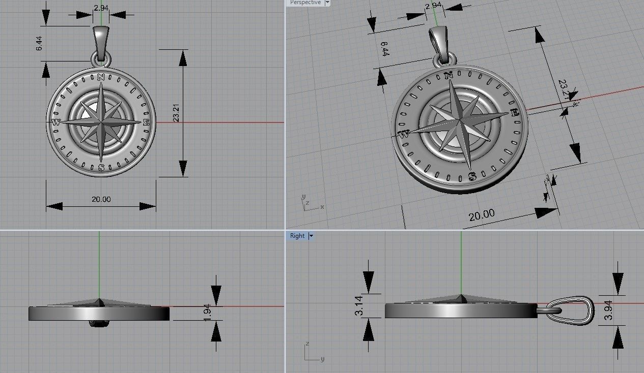 Compass pendant 3D print model_10