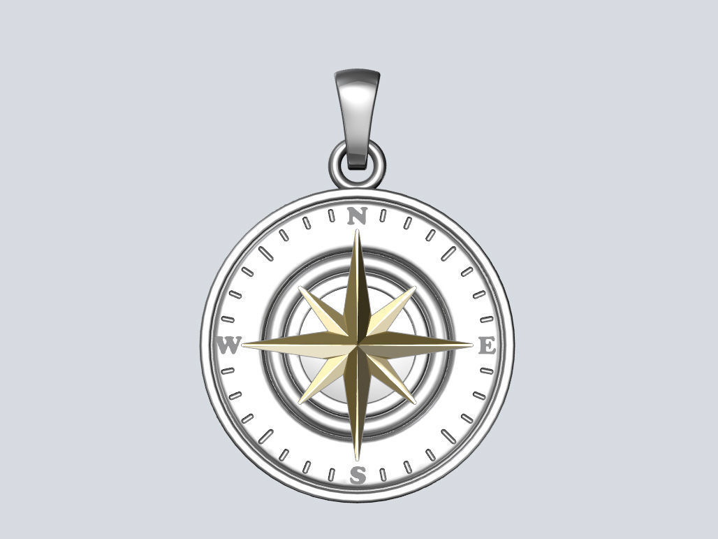 Compass pendant 3D print model_3