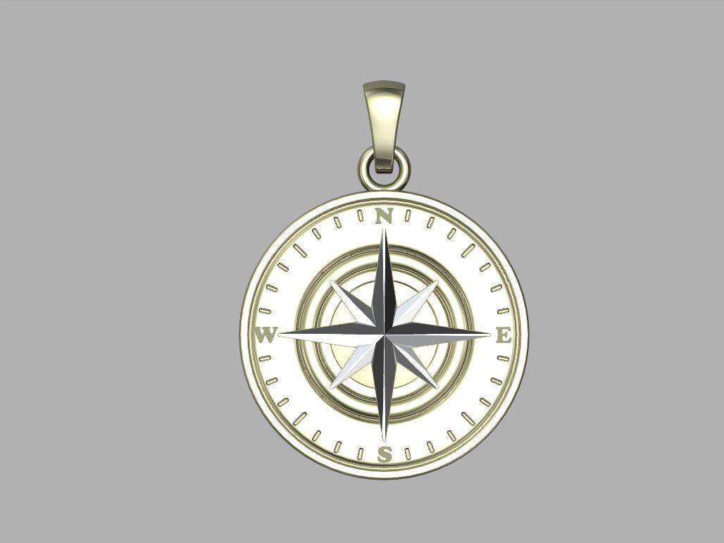 Compass pendant 3D print model_1