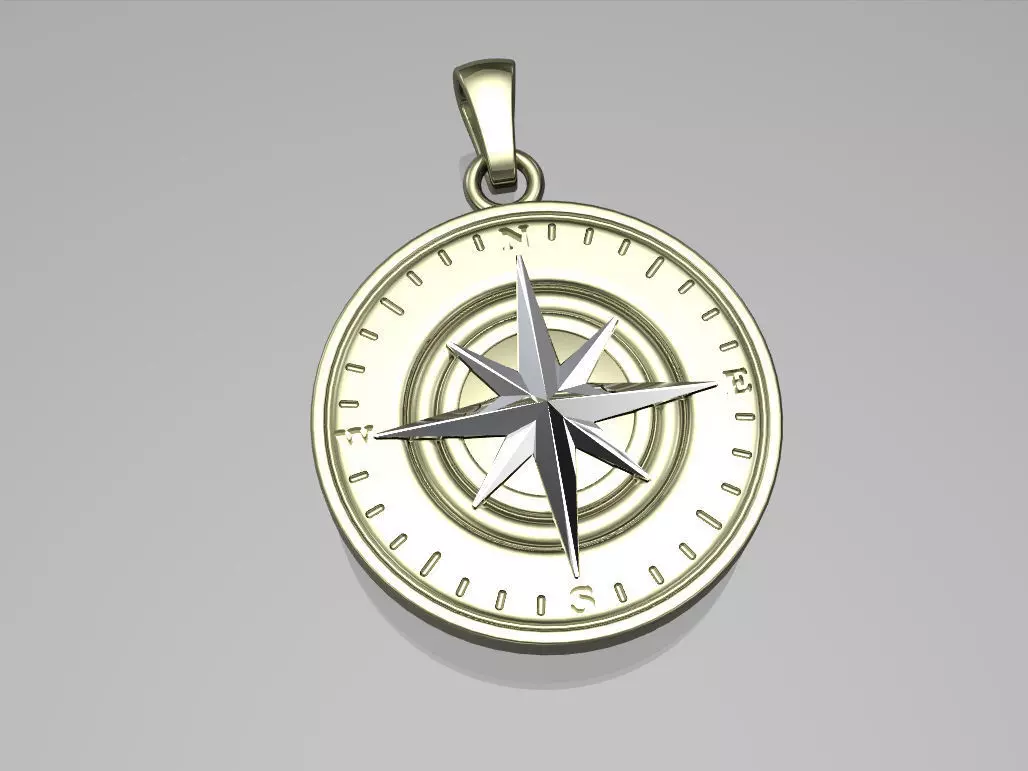 Compass pendant 3D print model_0