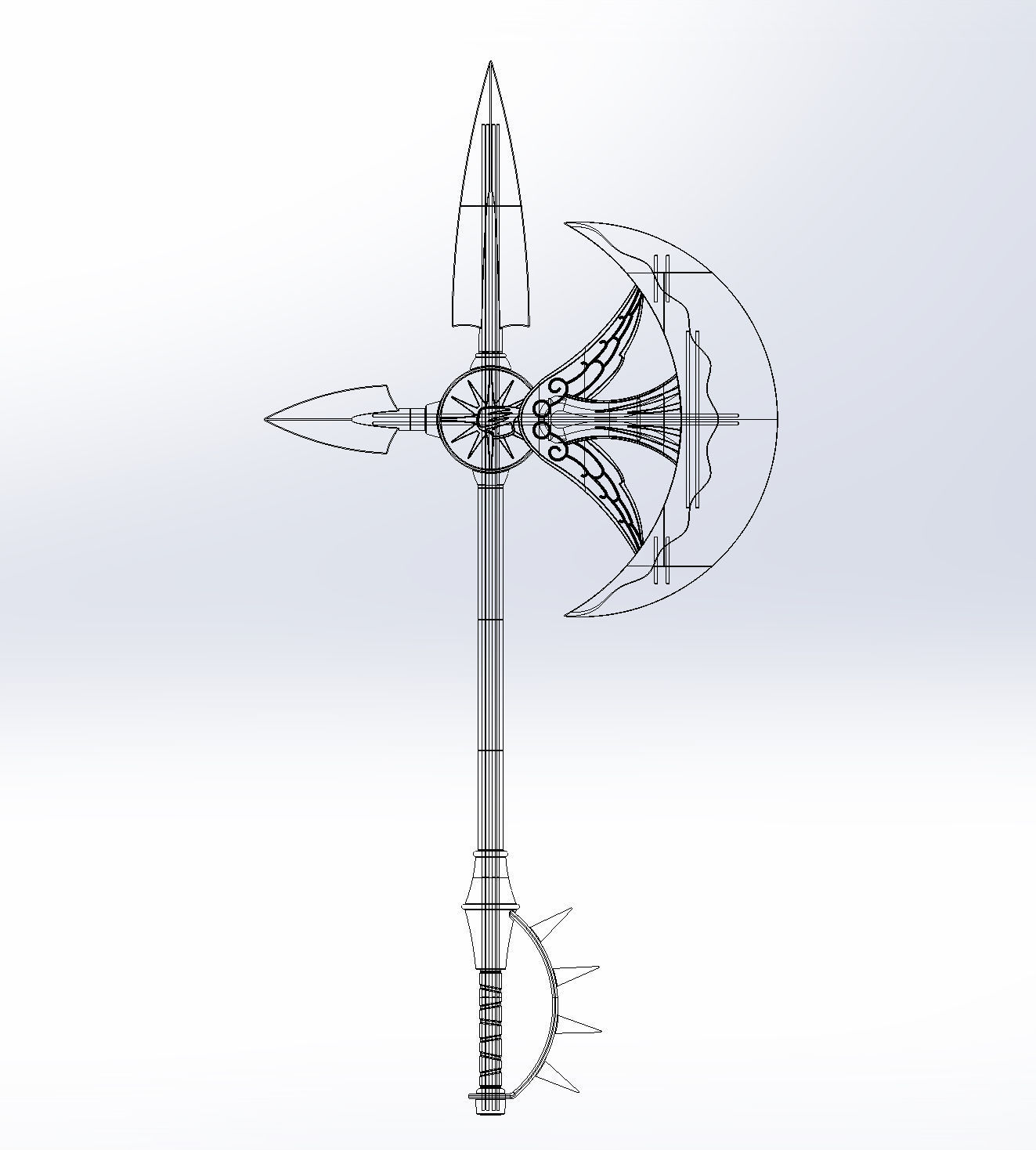 Seven Deadly Sins Escanor Axe Rhitta Printable Assembly 3D print model_1