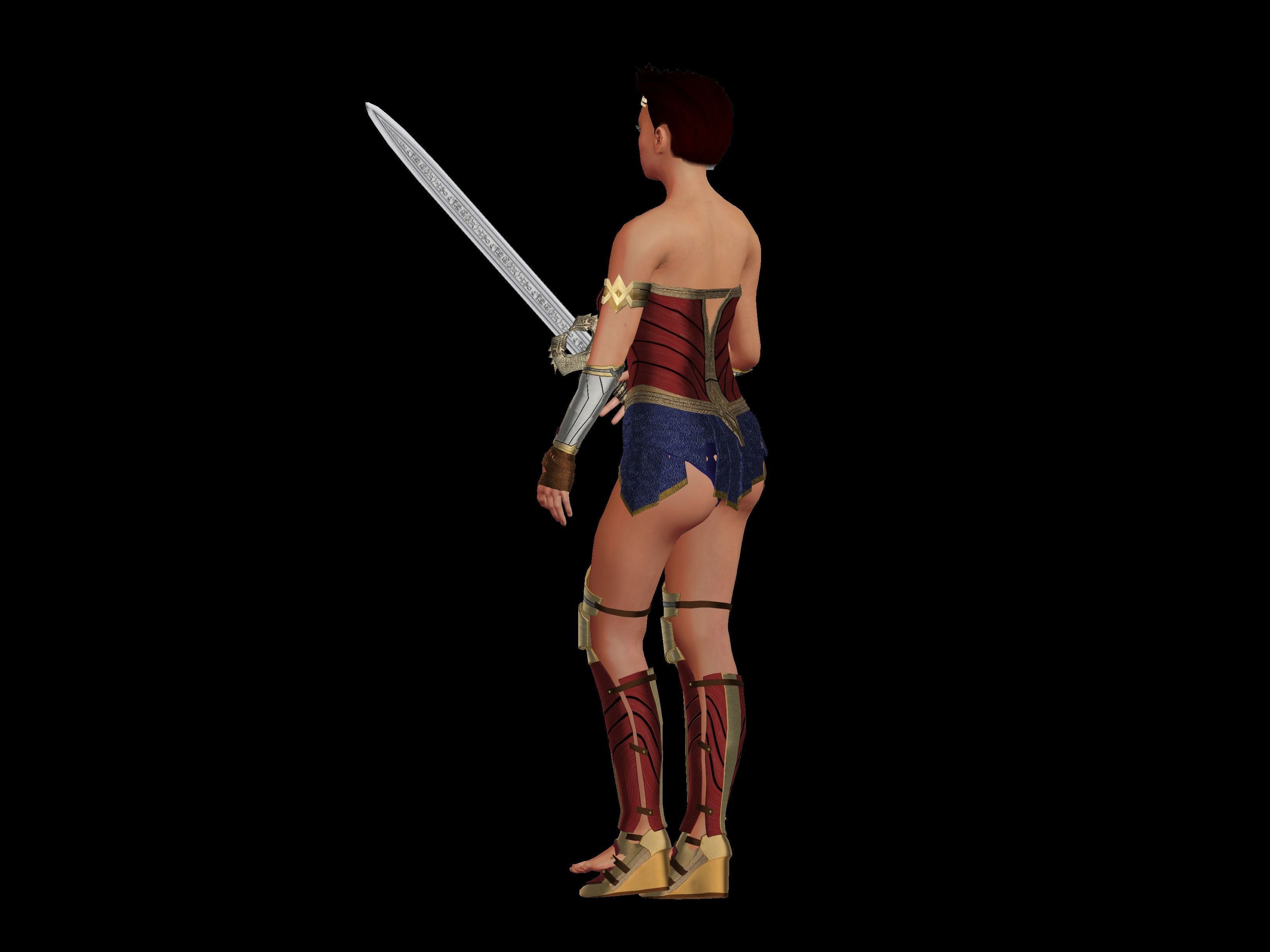 Cute Girl  Low-poly 3D model_3