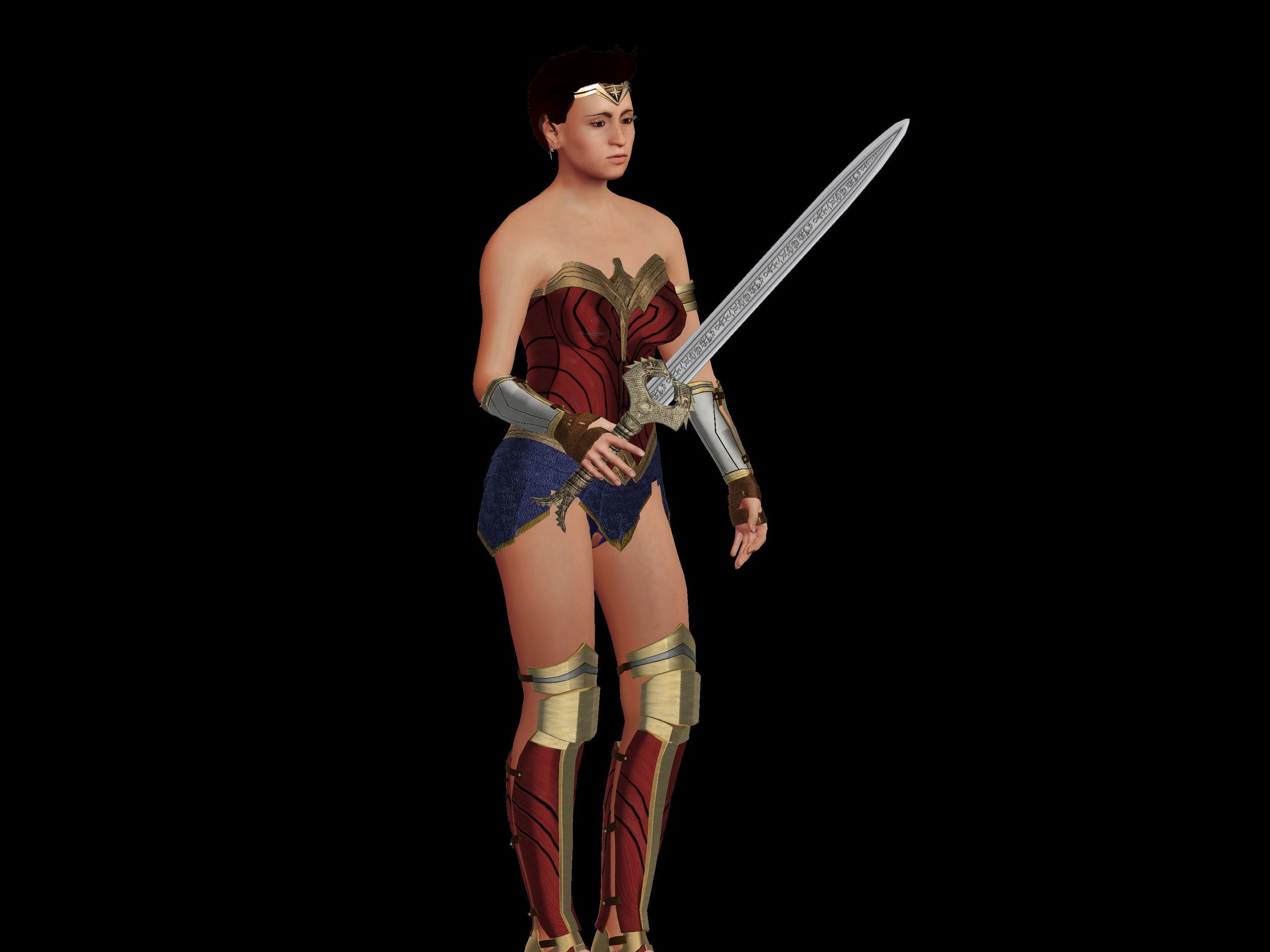 Cute Girl  Low-poly 3D model_2