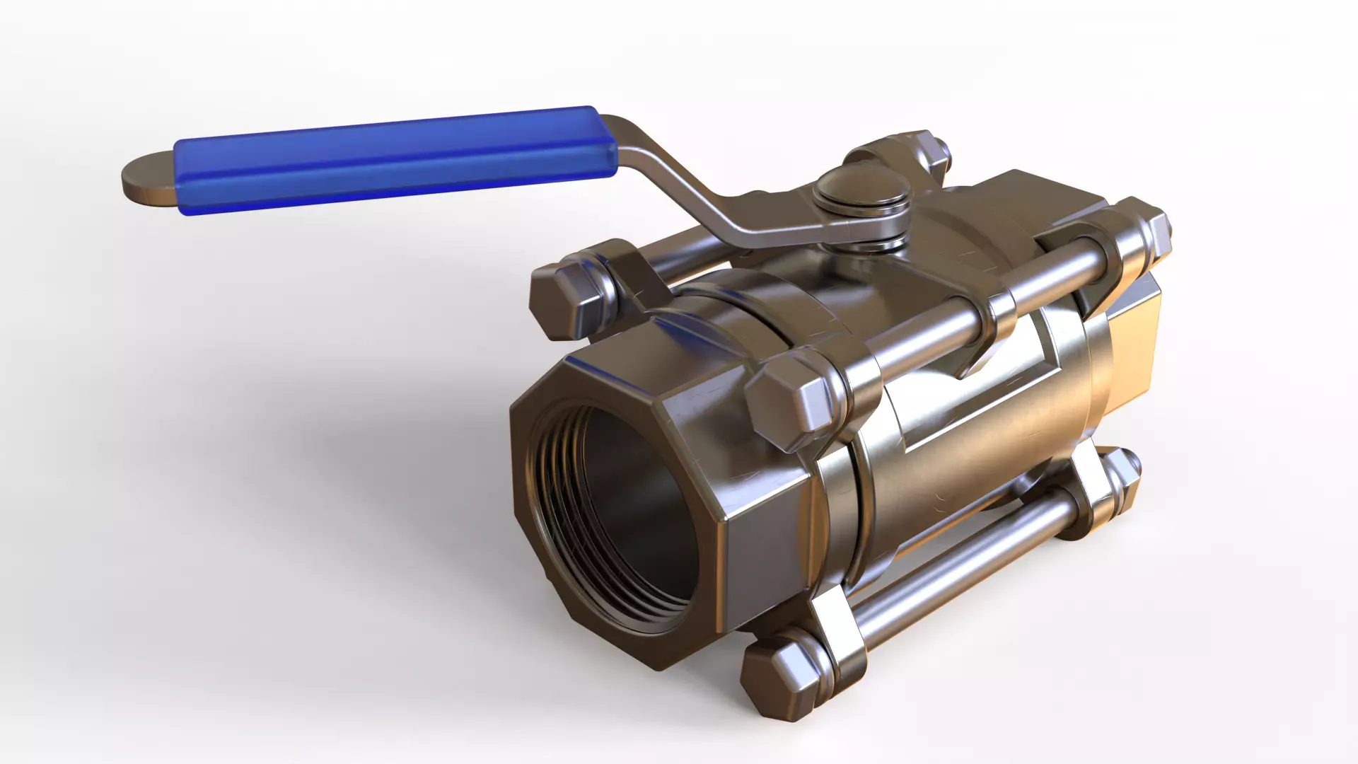 Ball Valve 1 inch Low-poly 3D model_0