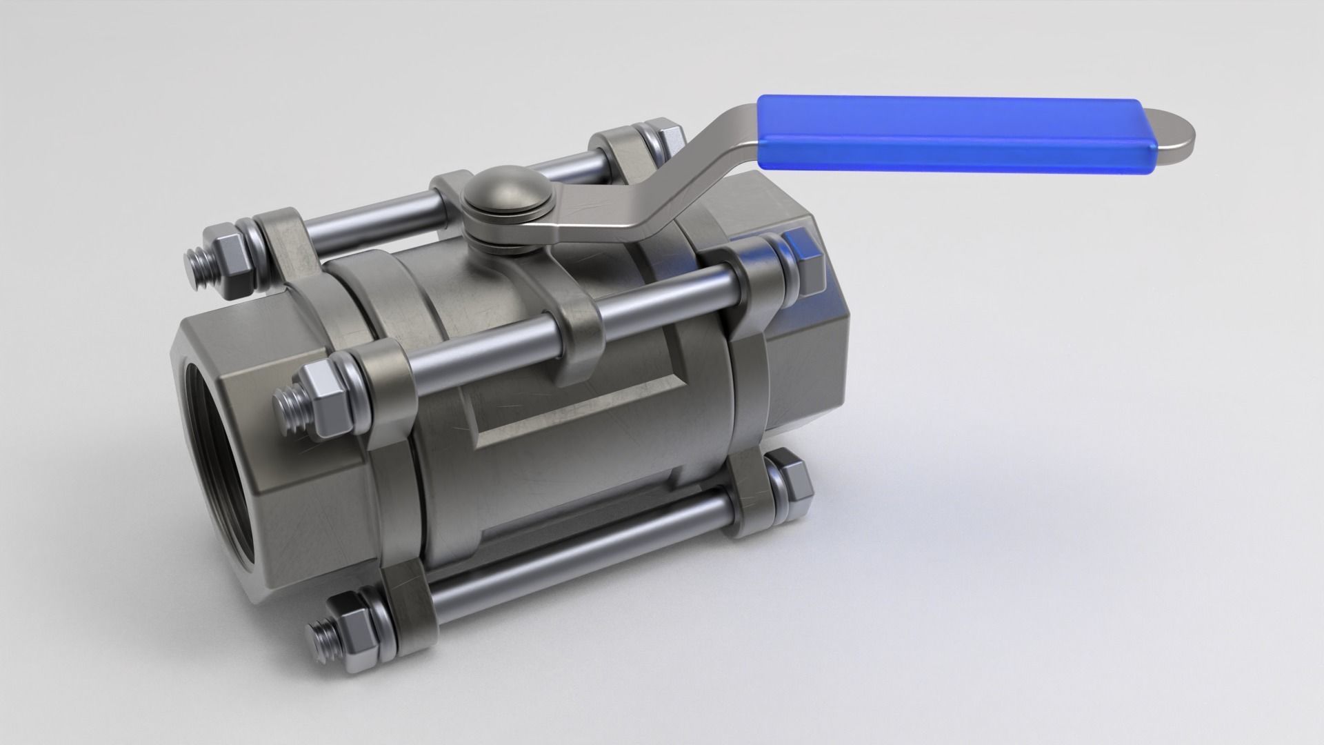 Ball Valve 1 inch Low-poly 3D model_1