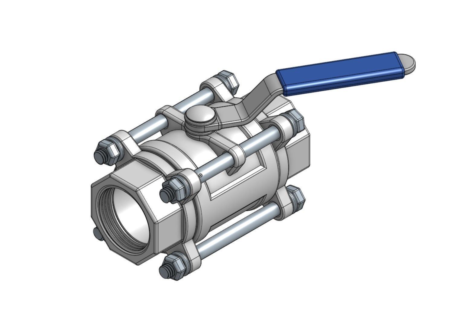 Ball Valve 1 inch Low-poly 3D model_4