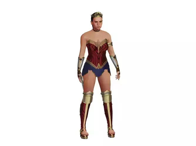 Queen female wonder woman Low-poly 3D model