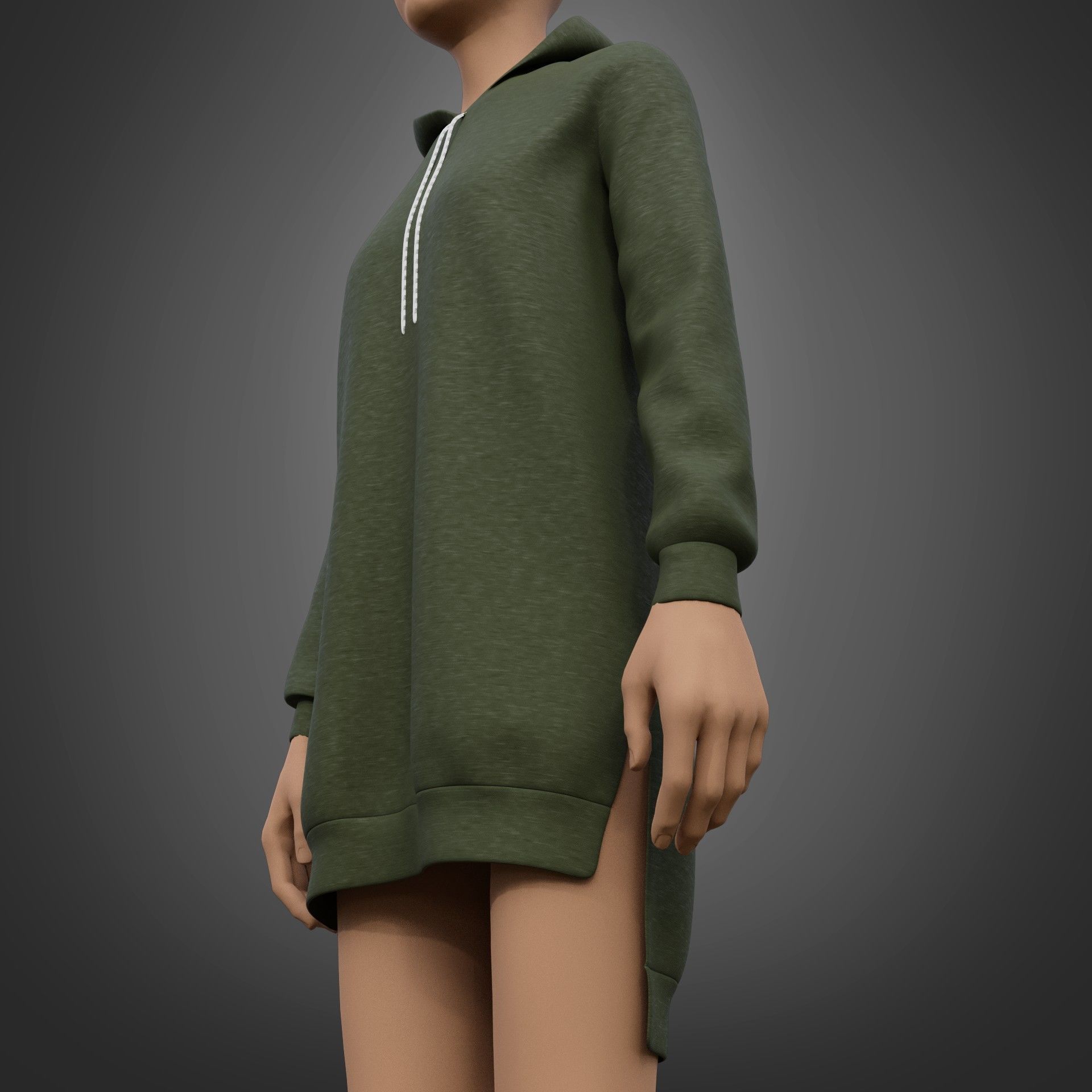 Hood Sweater Dress 3D model_10