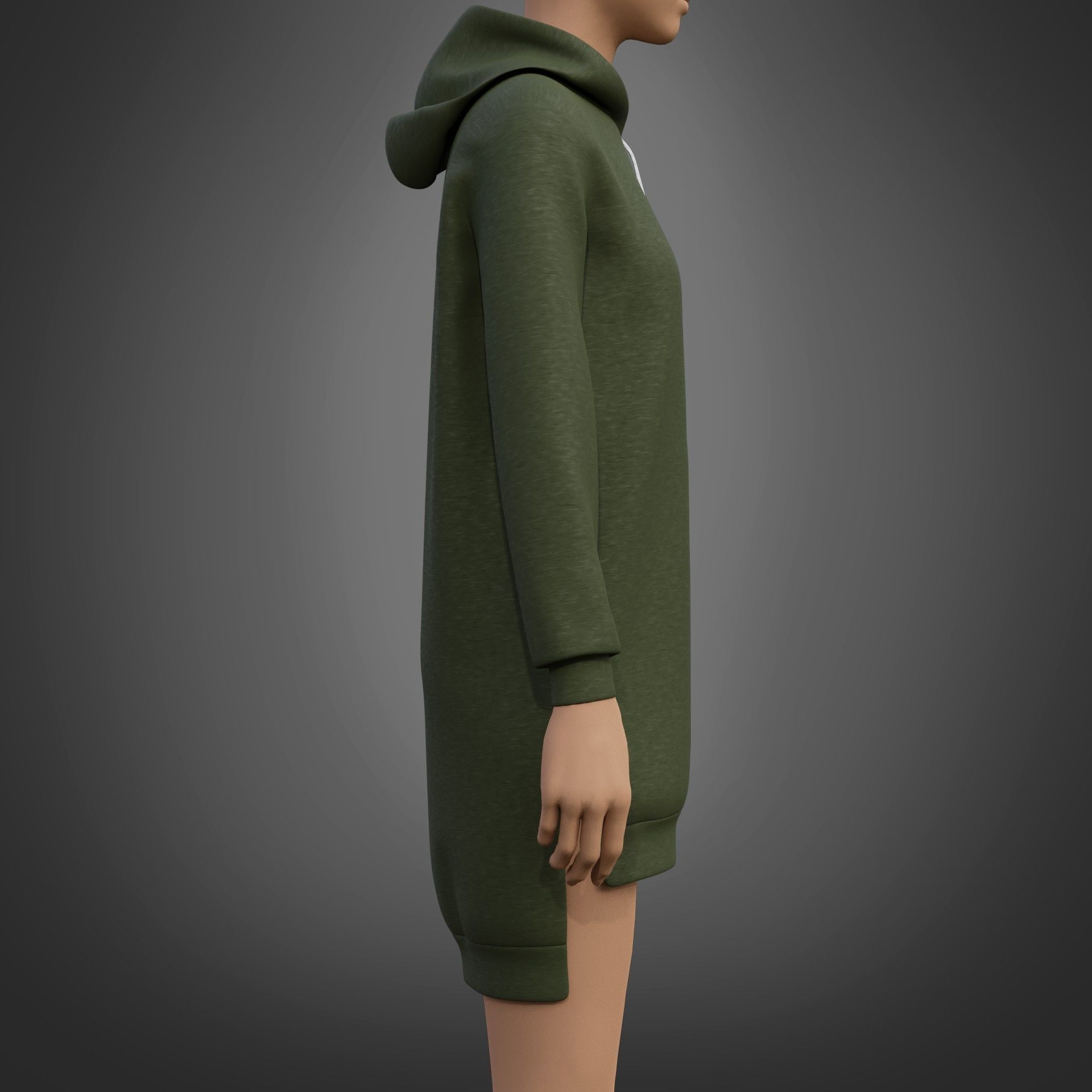 Hood Sweater Dress 3D model_5