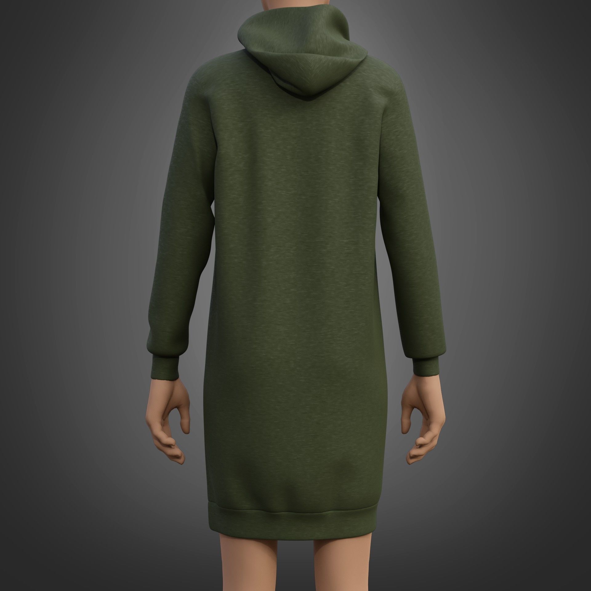 Hood Sweater Dress 3D model_3