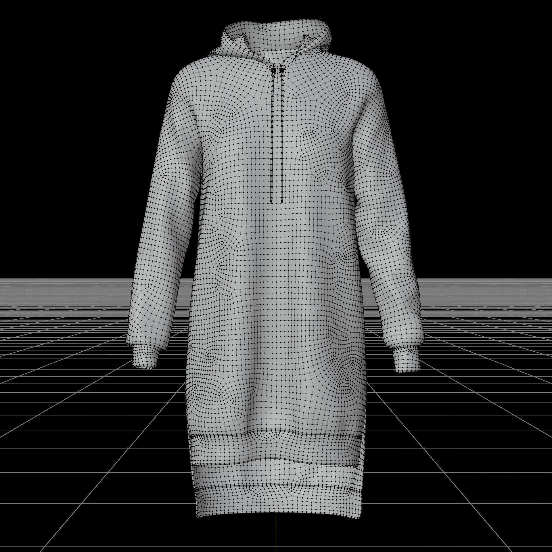 Hood Sweater Dress 3D model_12