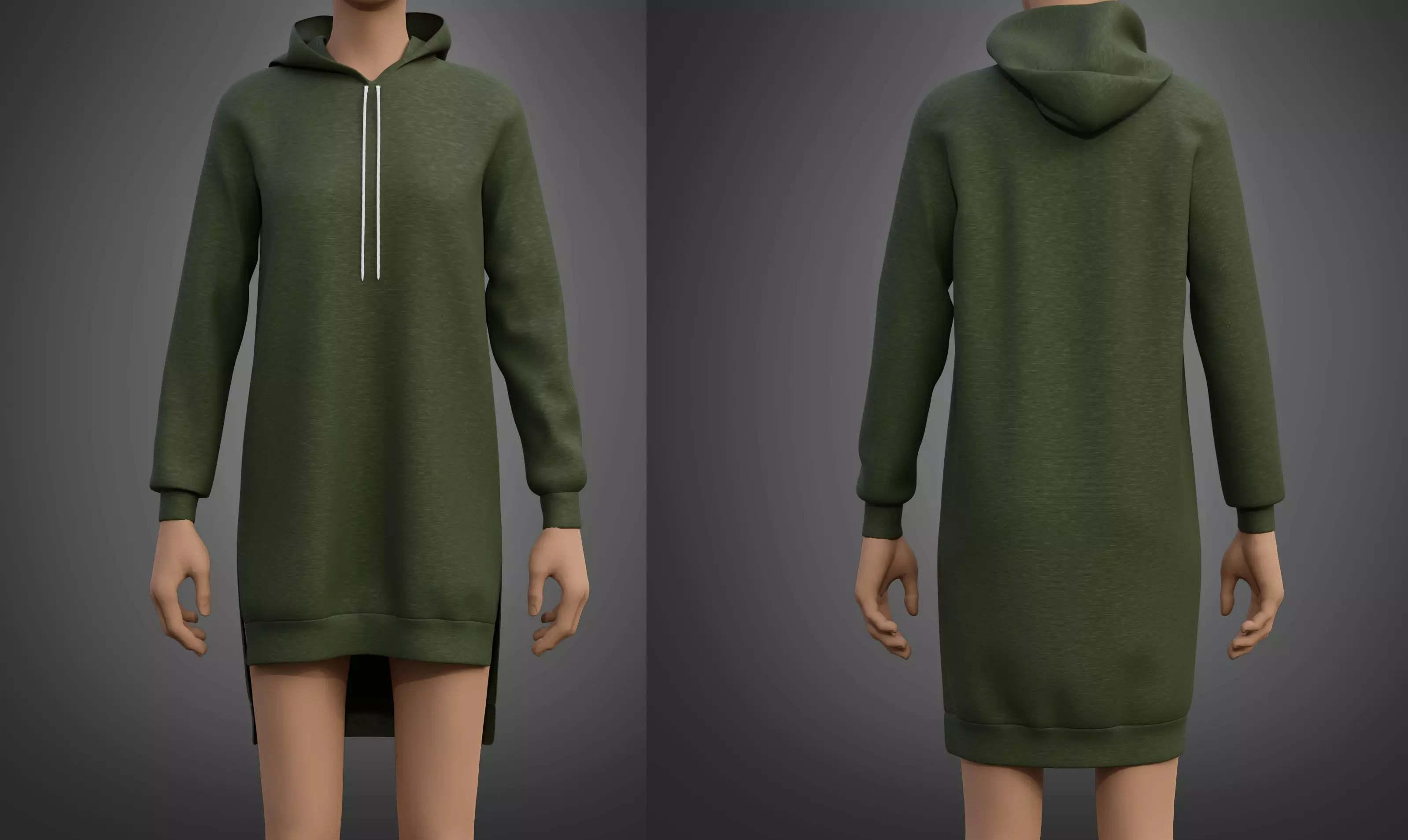 Hood Sweater Dress 3D model_0