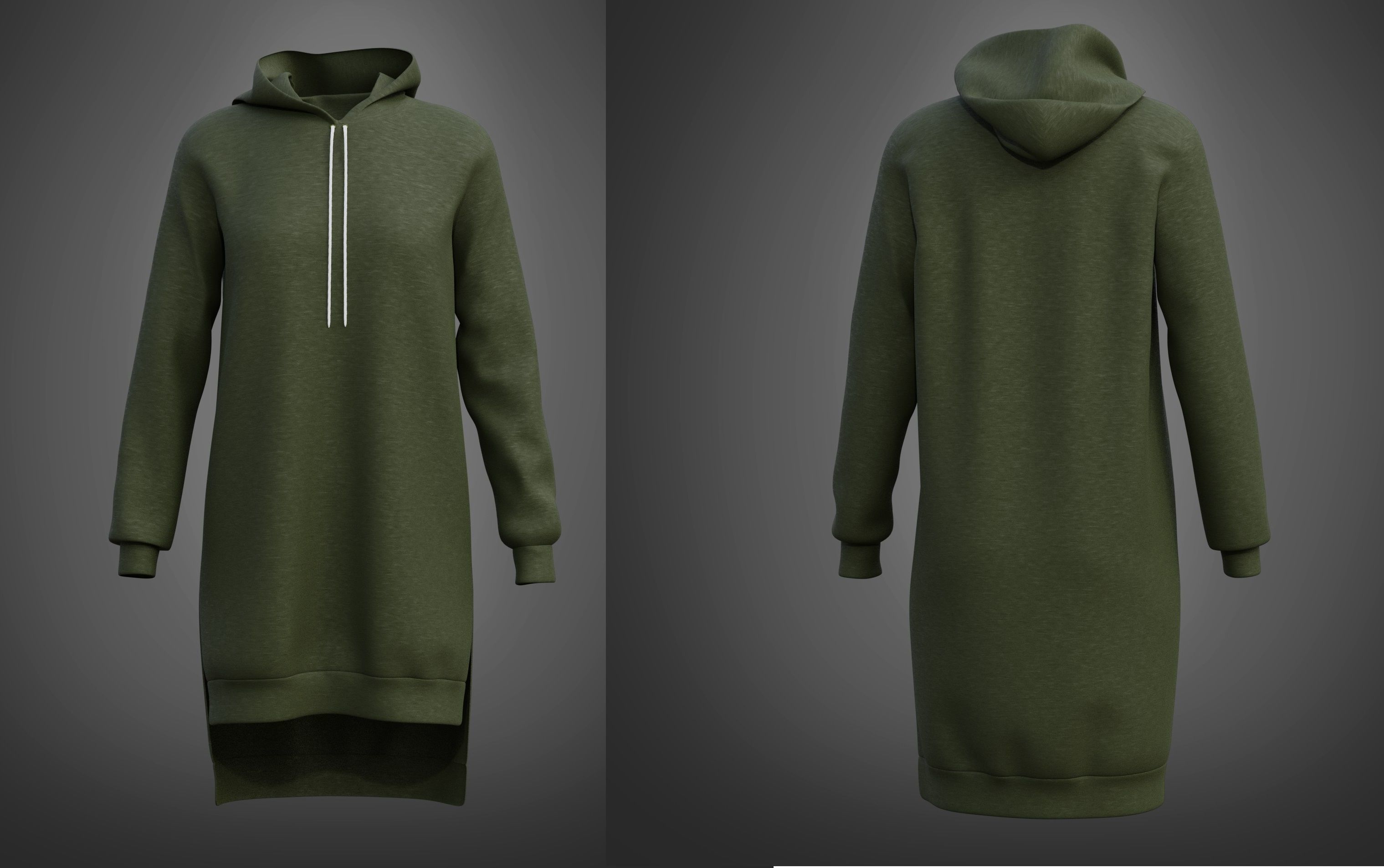 Hood Sweater Dress 3D model_1