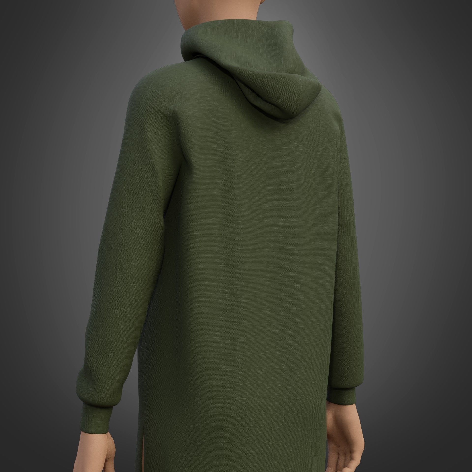 Hood Sweater Dress 3D model_8