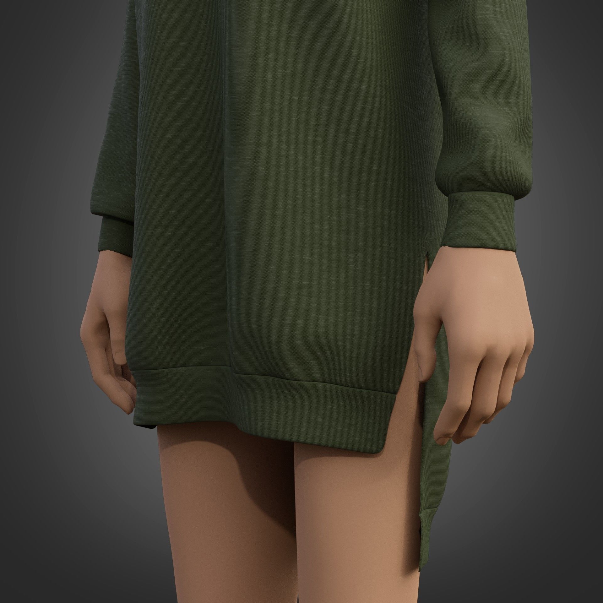 Hood Sweater Dress 3D model_9