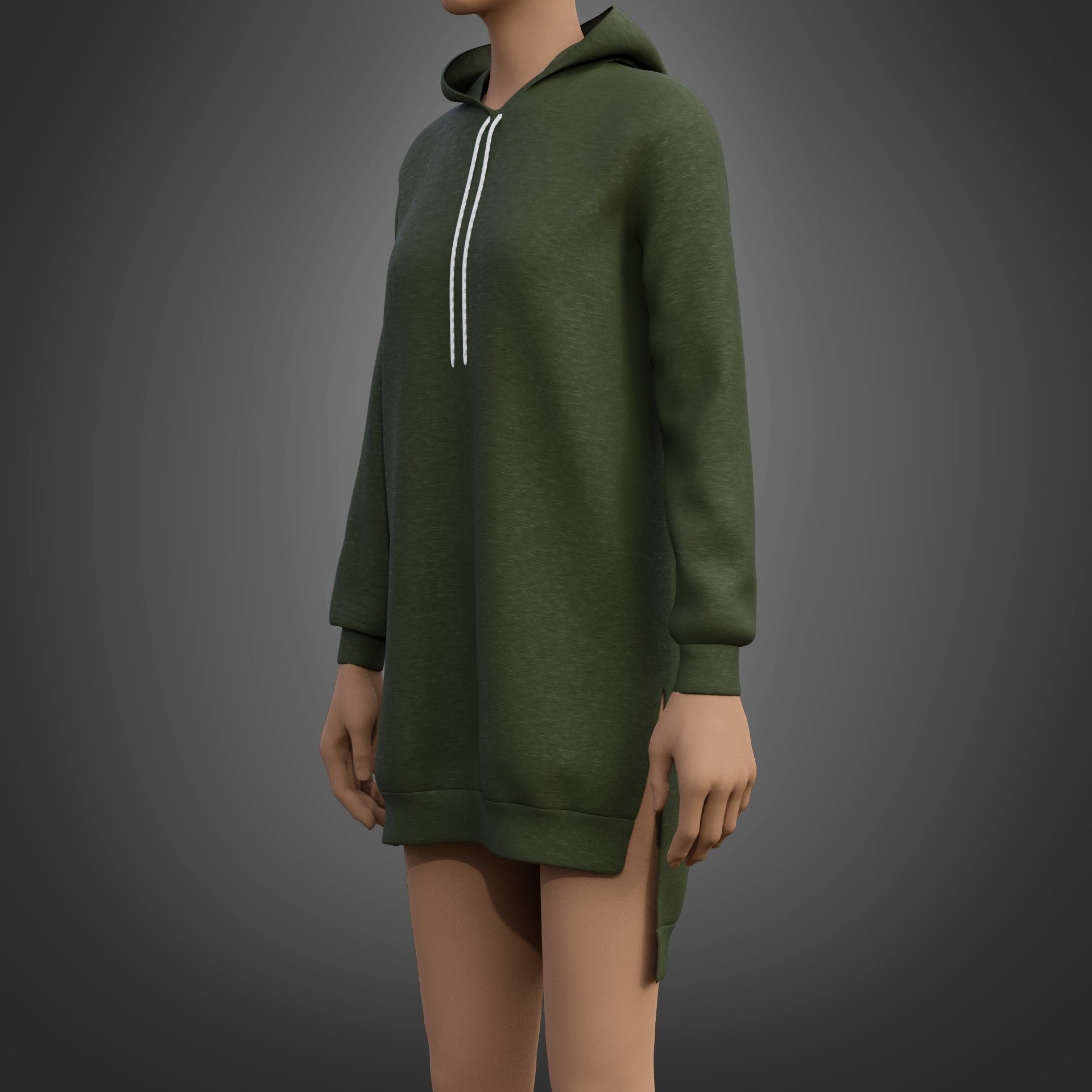 Hood Sweater Dress 3D model_4
