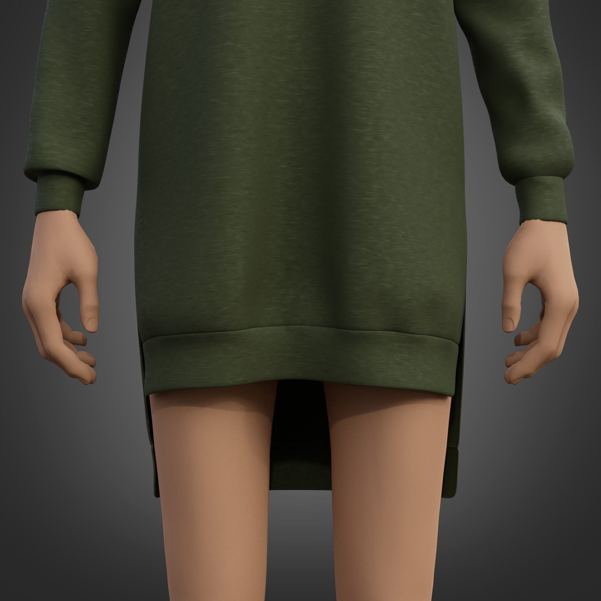 Hood Sweater Dress 3D model_7