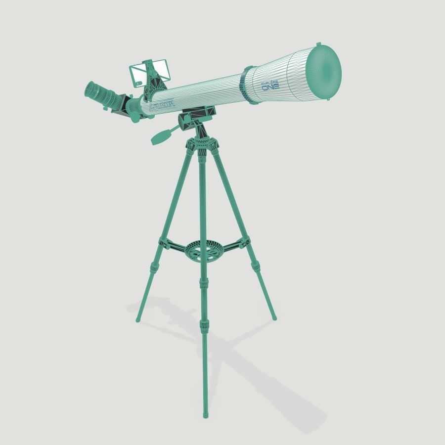 Telescope on tripod Low-poly 3D model_10