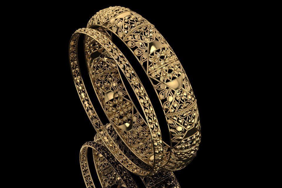 KBR-08 gold bangles 3D print model_4