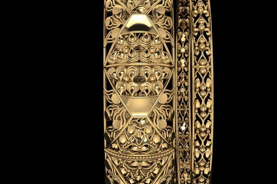 KBR-08 gold bangles 3D print model_3