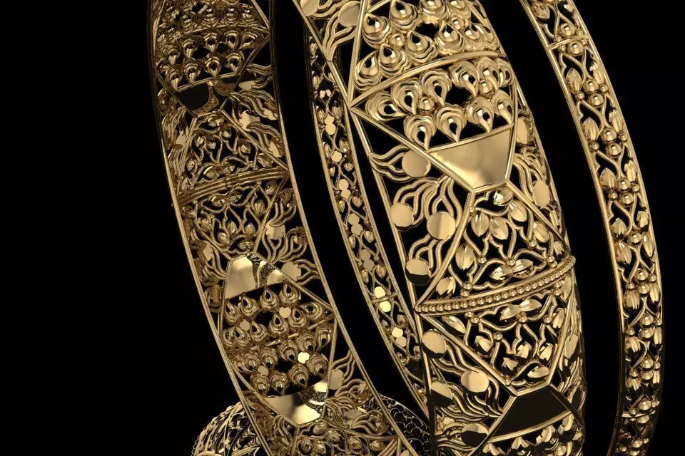 KBR-08 gold bangles 3D print model_0