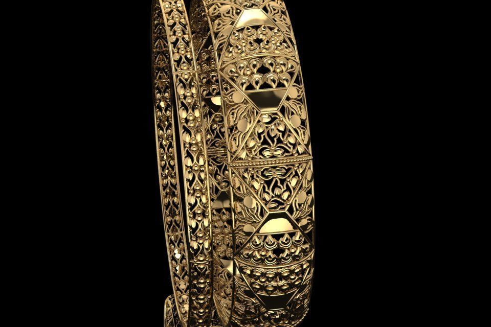 KBR-08 gold bangles 3D print model_5