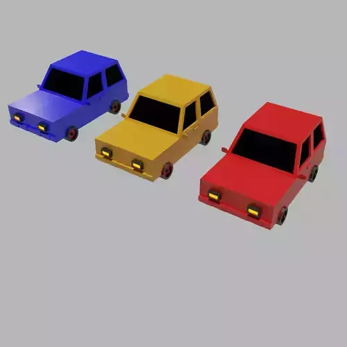 Low poly Vehicle Collection three colored cars