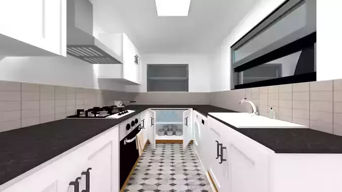 KITCHEN with tiled floor
