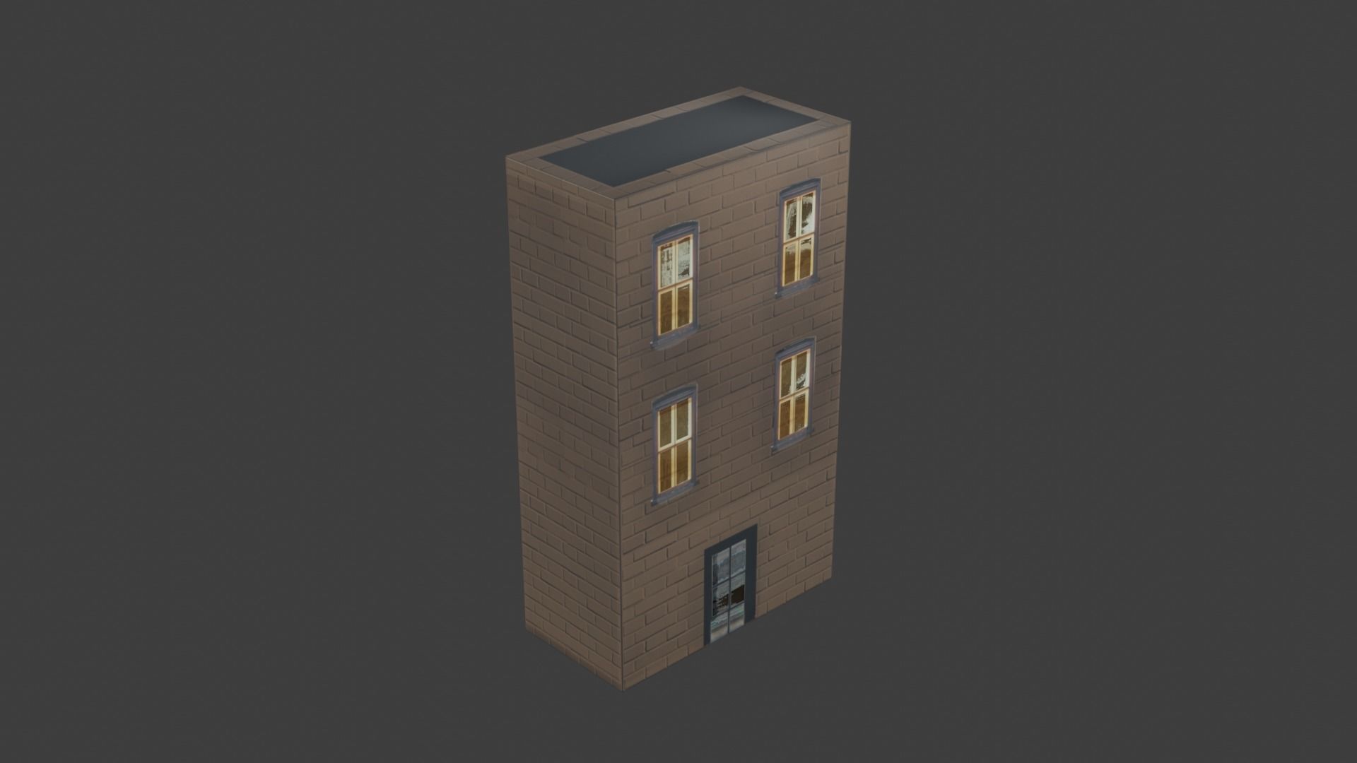 building house for videogames Low-poly 3D model_6