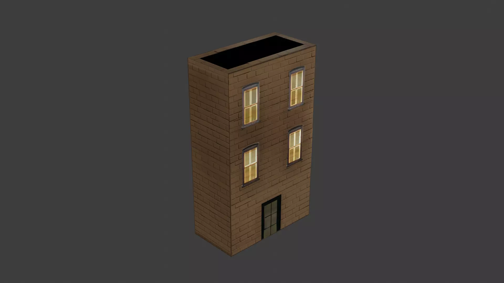building house for videogames Low-poly 3D model_0