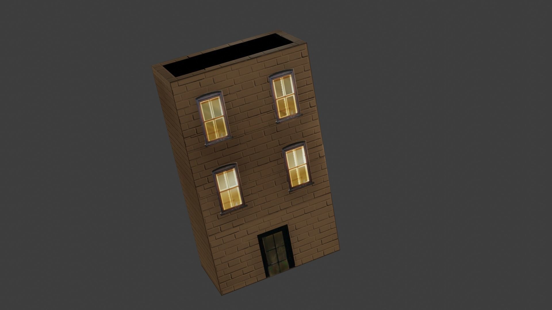 building house for videogames Low-poly 3D model_7