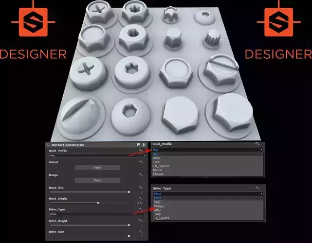 Substance - Bolt Head Generator 3D model